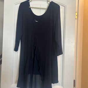 Elegant navy blue Long Sleeve tunic top